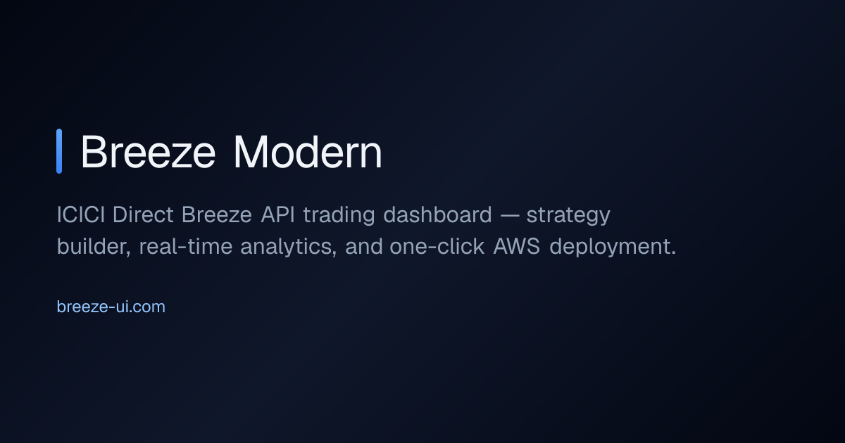 Breeze Modern - ICICI Direct Breeze API trading dashboard